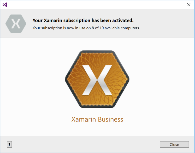 Xamarin được kích hoạt thành công